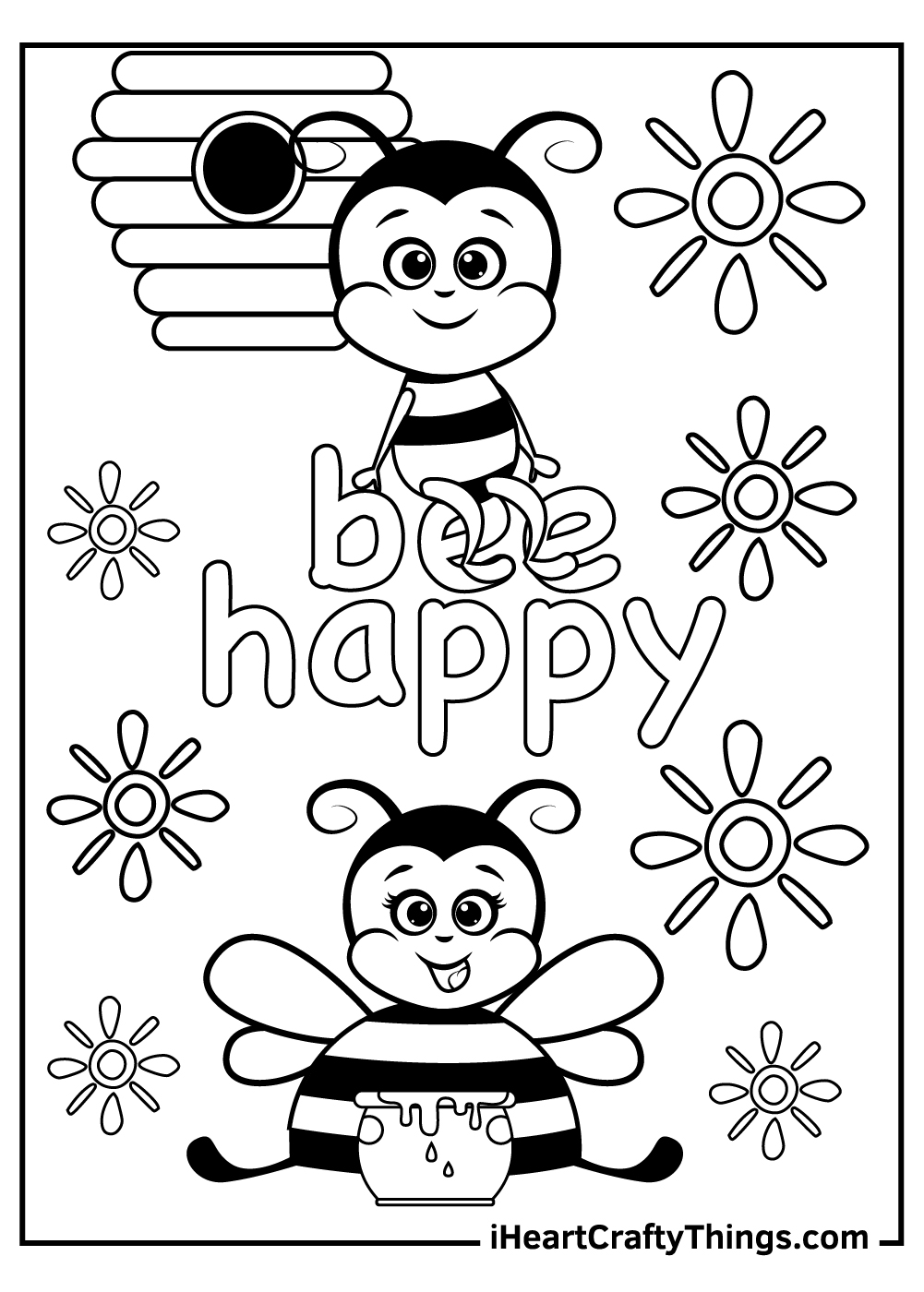 Bee coloring pages free printables