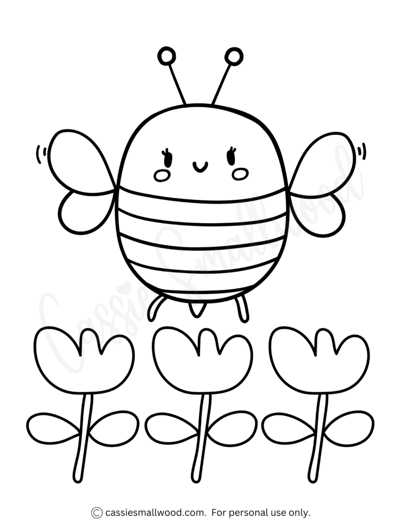 Cute bee coloring pages free printable