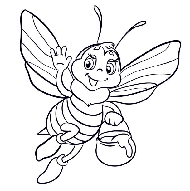 Bee coloring pages pictures stock illustrations royalty