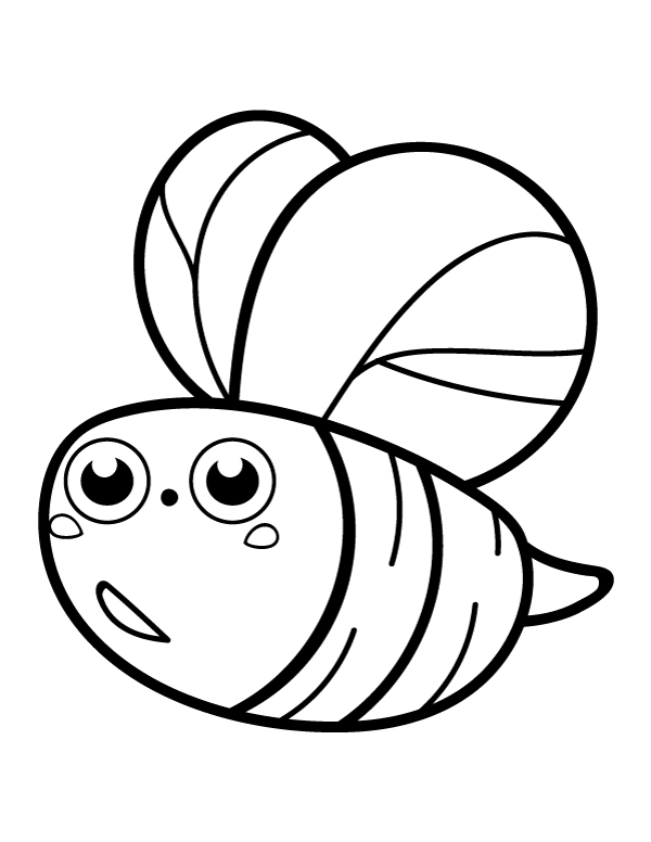 Printable kawaii bee coloring page