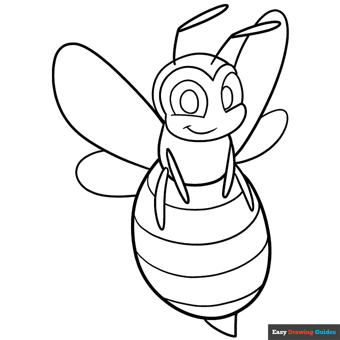 Cartoon bee coloring page easy drawing guides