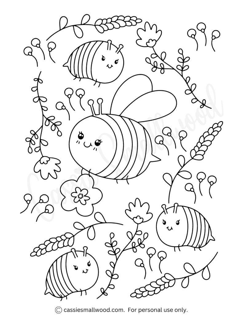 Cute bee coloring pages free printable