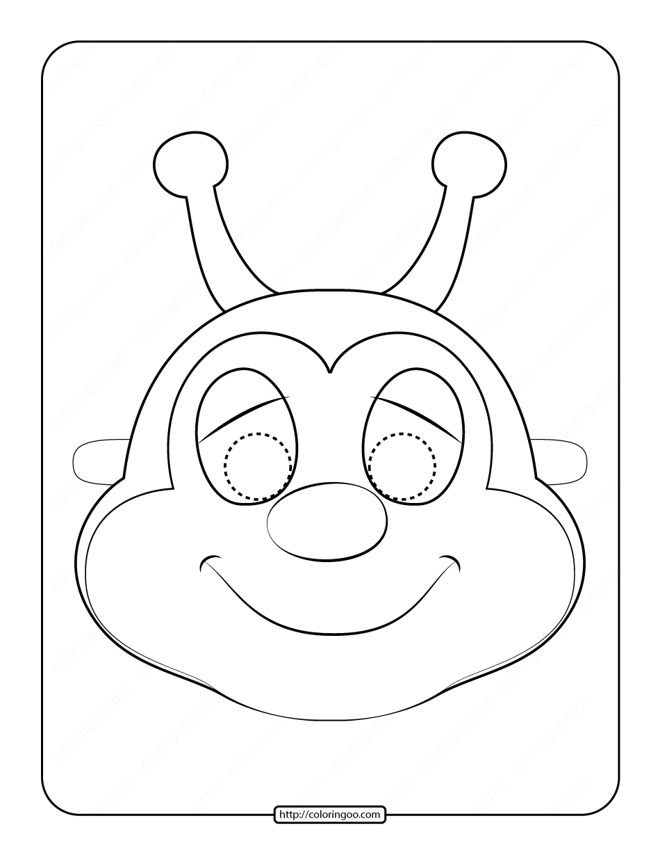 Printable bee mask outline coloring page