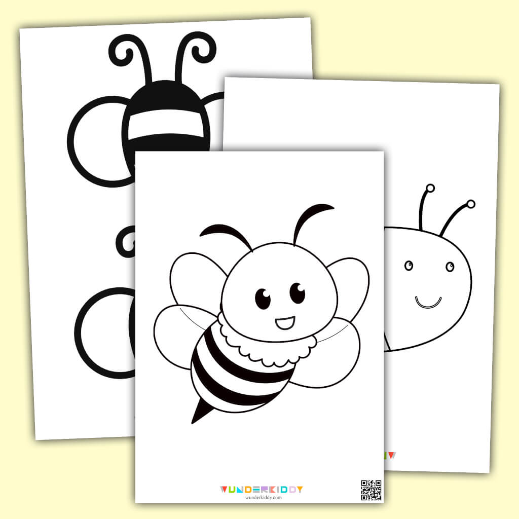 Free printable bee template for kindergarten craft