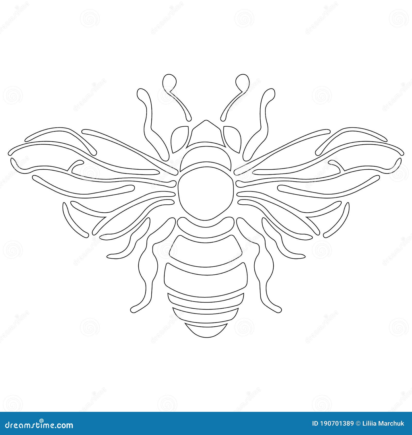 Bee sketch design can be used for adult and kids coloring book emblem stencil stock vector