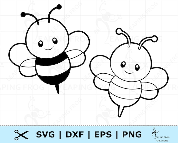 Cute bumblebee svg png dxf eps cricut cut files silhouette black and white outline bee coloring page bee clipart