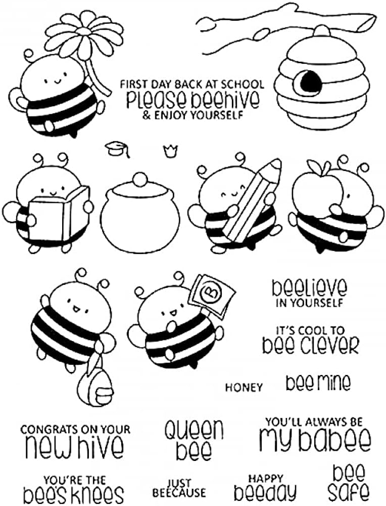 Honey bees with books flowers dies and stamp sets for card making diy scrapbooking embossing stencil metal cutting dies template happy bee daybee safe words clear rubber stamp for paper