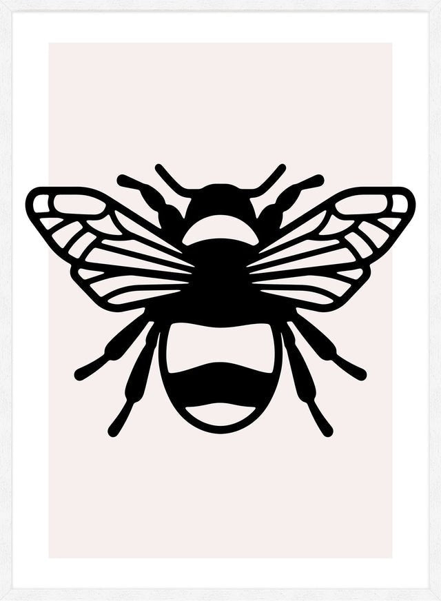 Bee black and white illustration print â