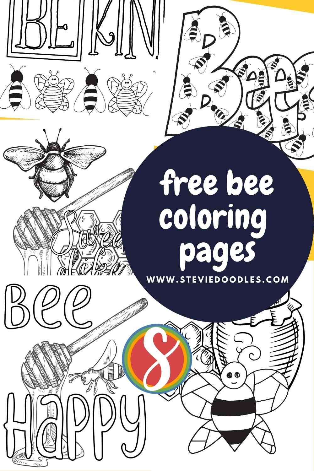 Free bee coloring pages â stevie doodles