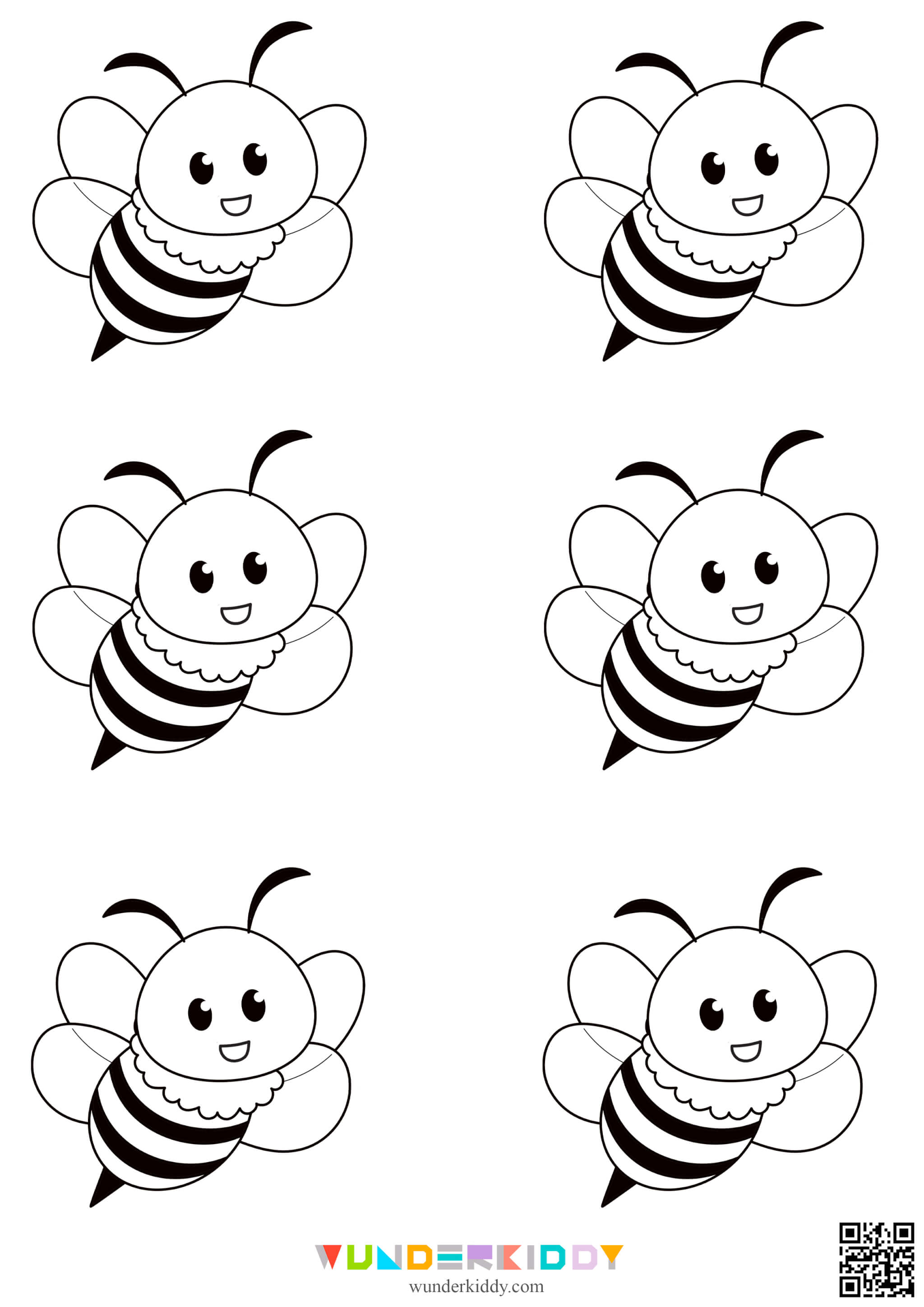 Free printable bee template for kindergarten craft