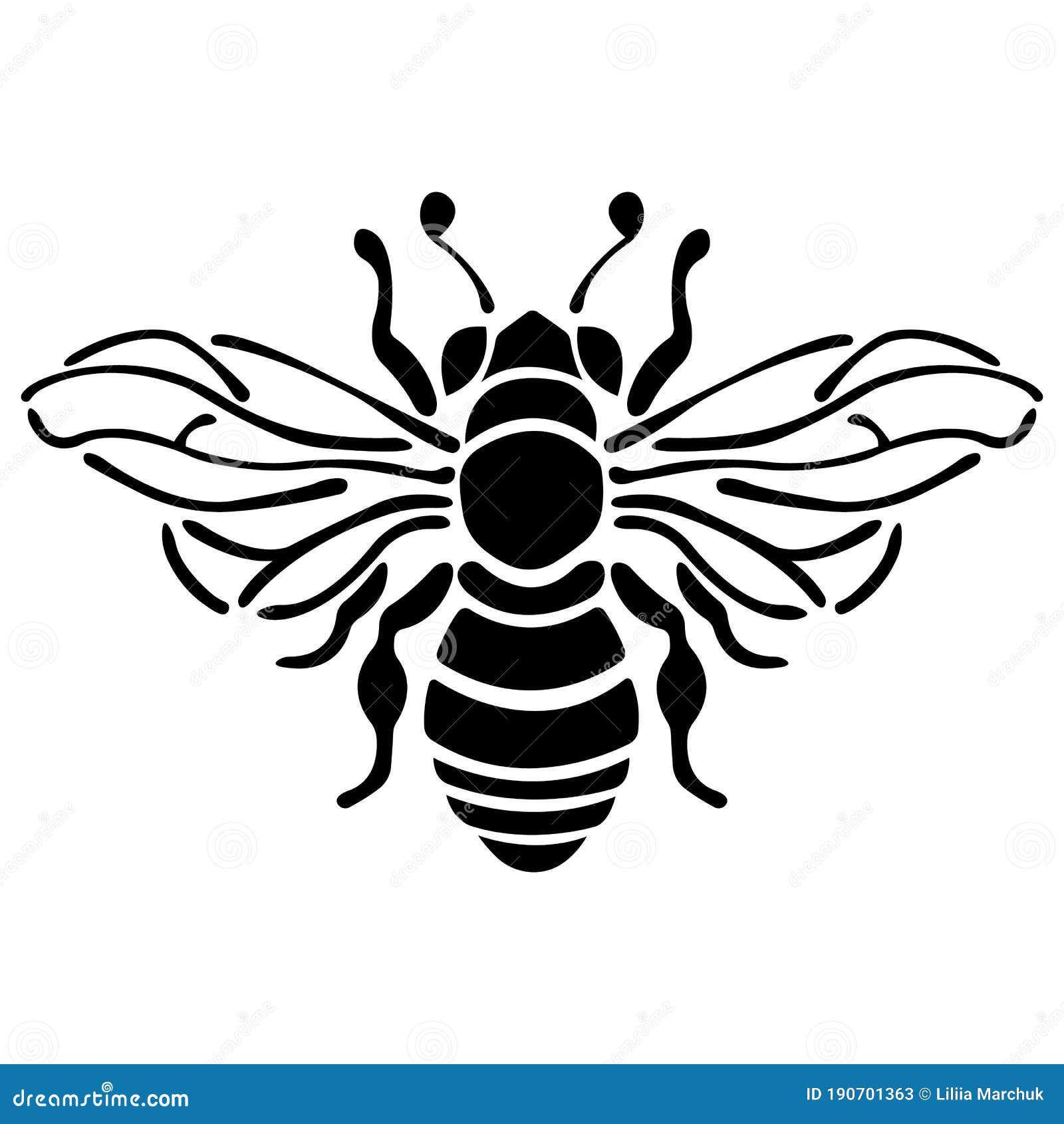 Black white bee stock illustrations vectors clipart