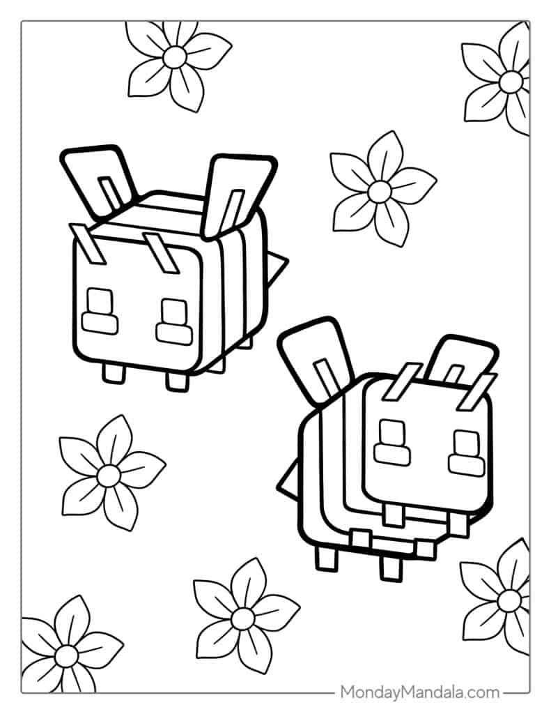 Bee coloring pages free pdf printables