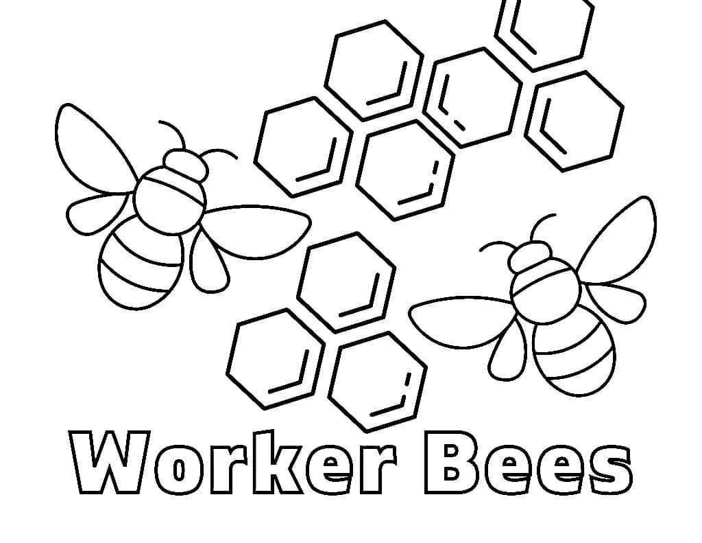 Worker bees coloring page