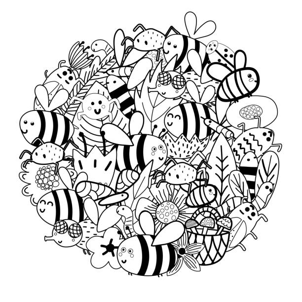 Bumble bee coloring pages stock illustrations royalty