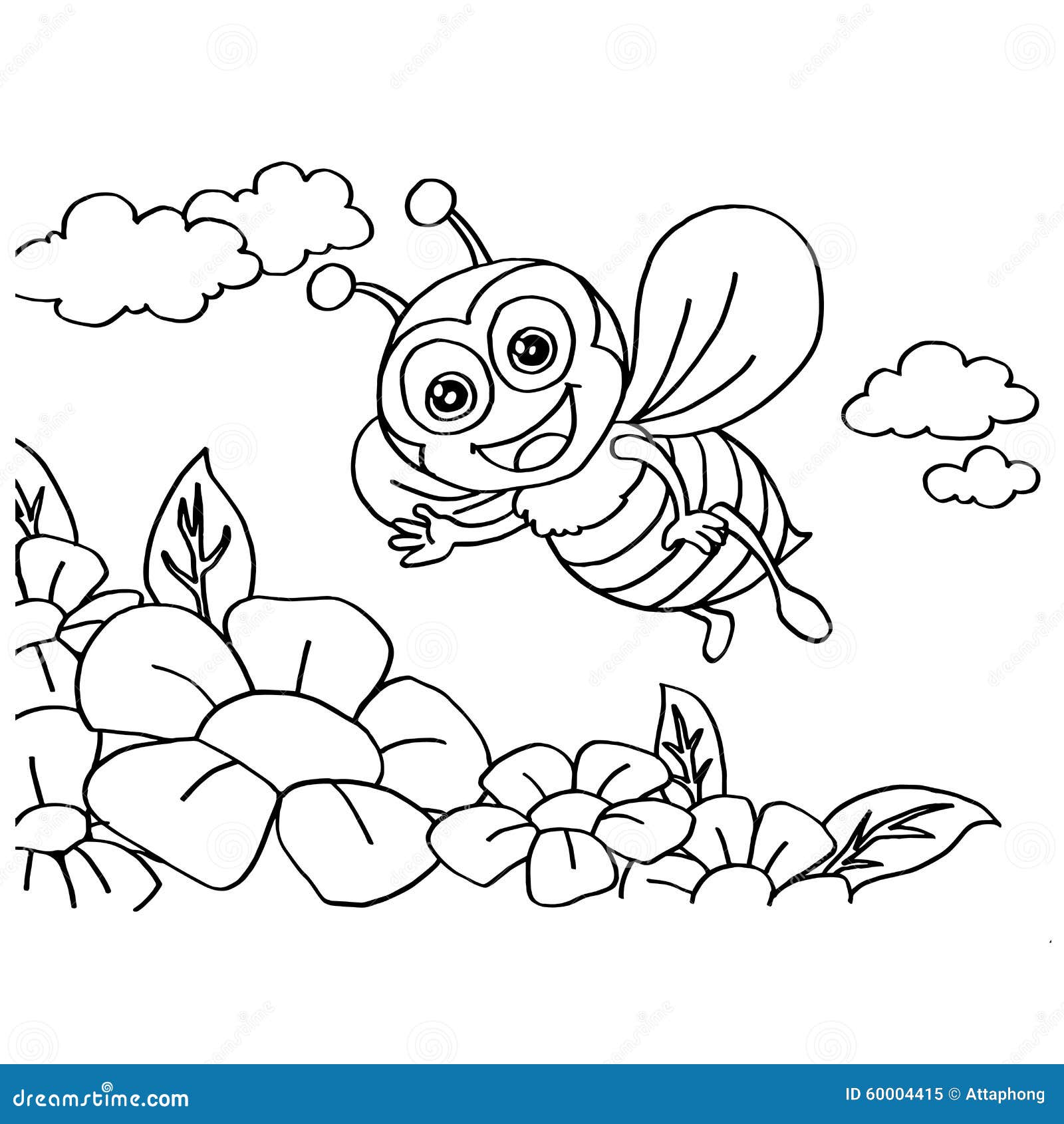 Bee coloring pages vector stock vector illustration of queen