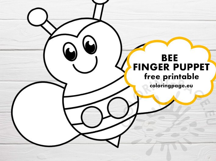 Free bee finger puppet template coloring page