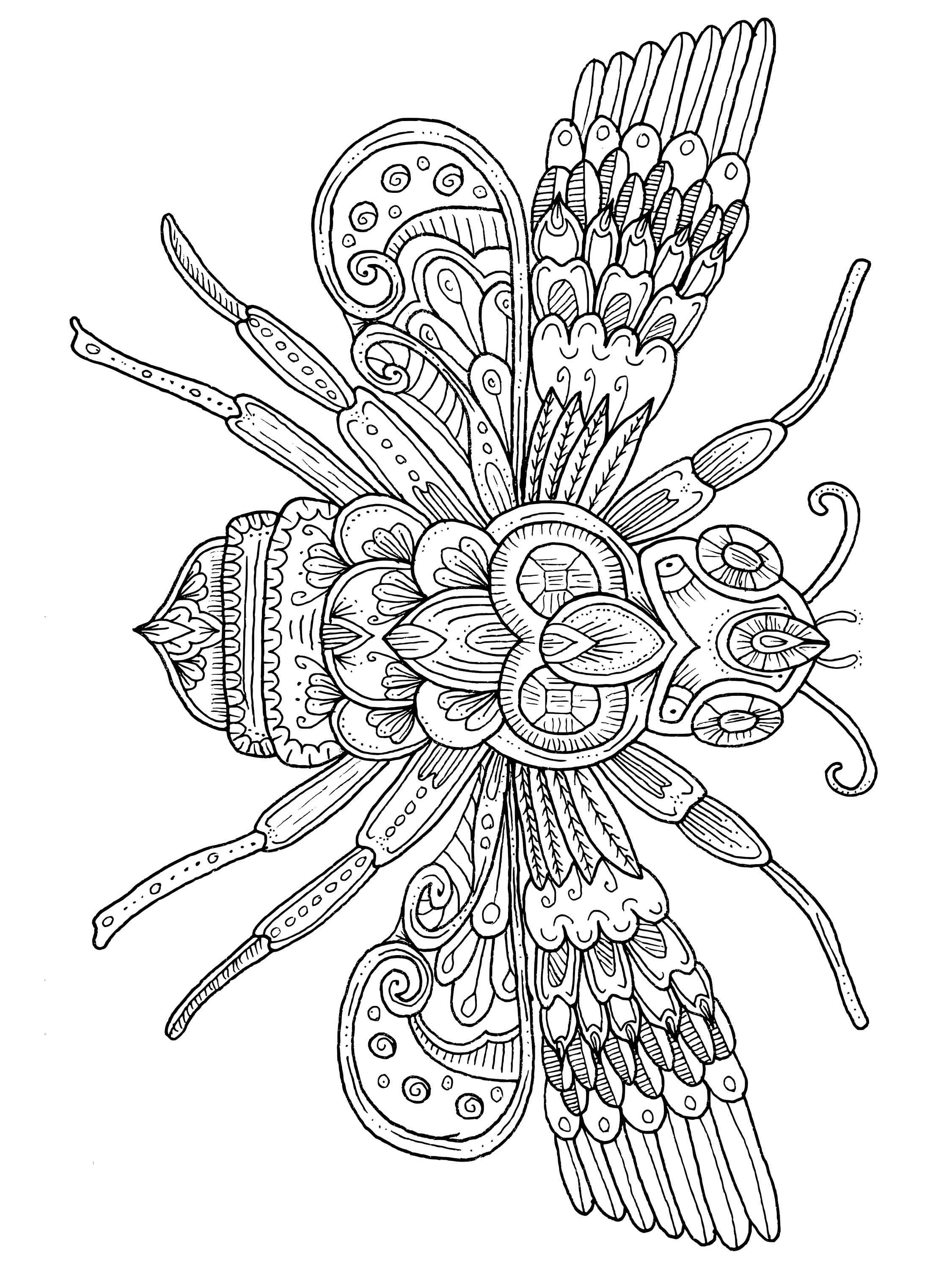 Bee coloring pages for adults