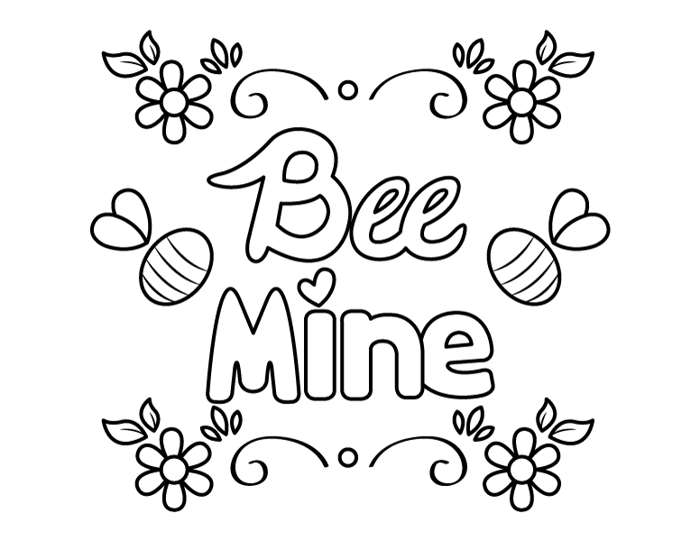 Printable easy bee mine coloring page