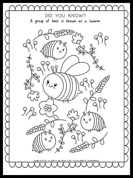 Free printable bee coloring page with fun fact â the art kit