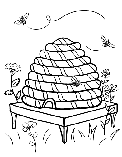 Free beehive coloring page