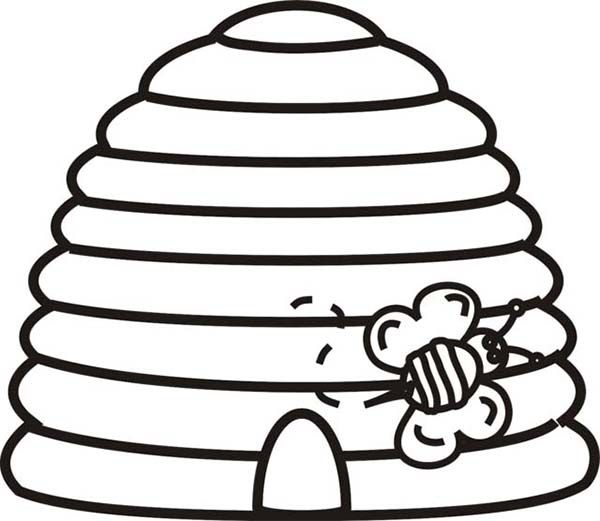 A bee going outside from beehive coloring page