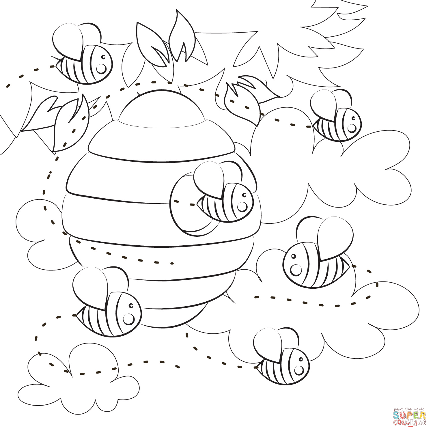 Bee coloring page free printable coloring pages