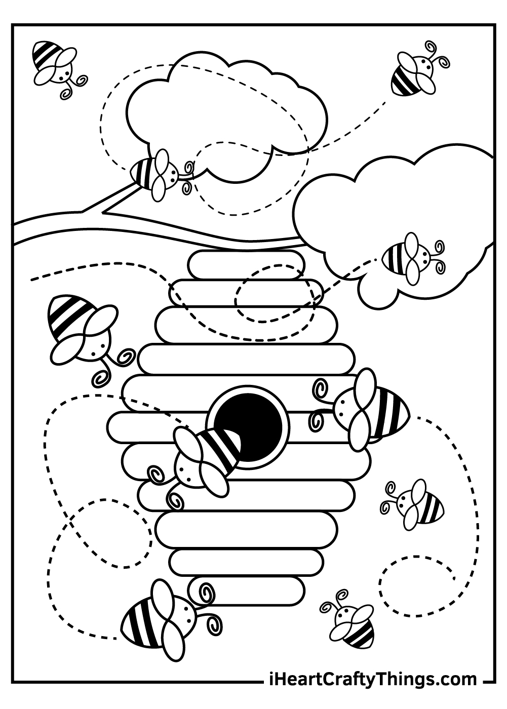 Bee coloring pages free printables