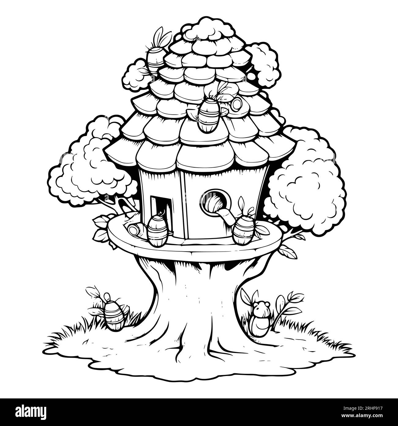 Printable beehive coloring page hi