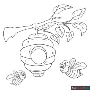 Bee hive coloring page easy drawing guides