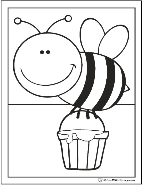 Bee coloring pages hives flowers and honey