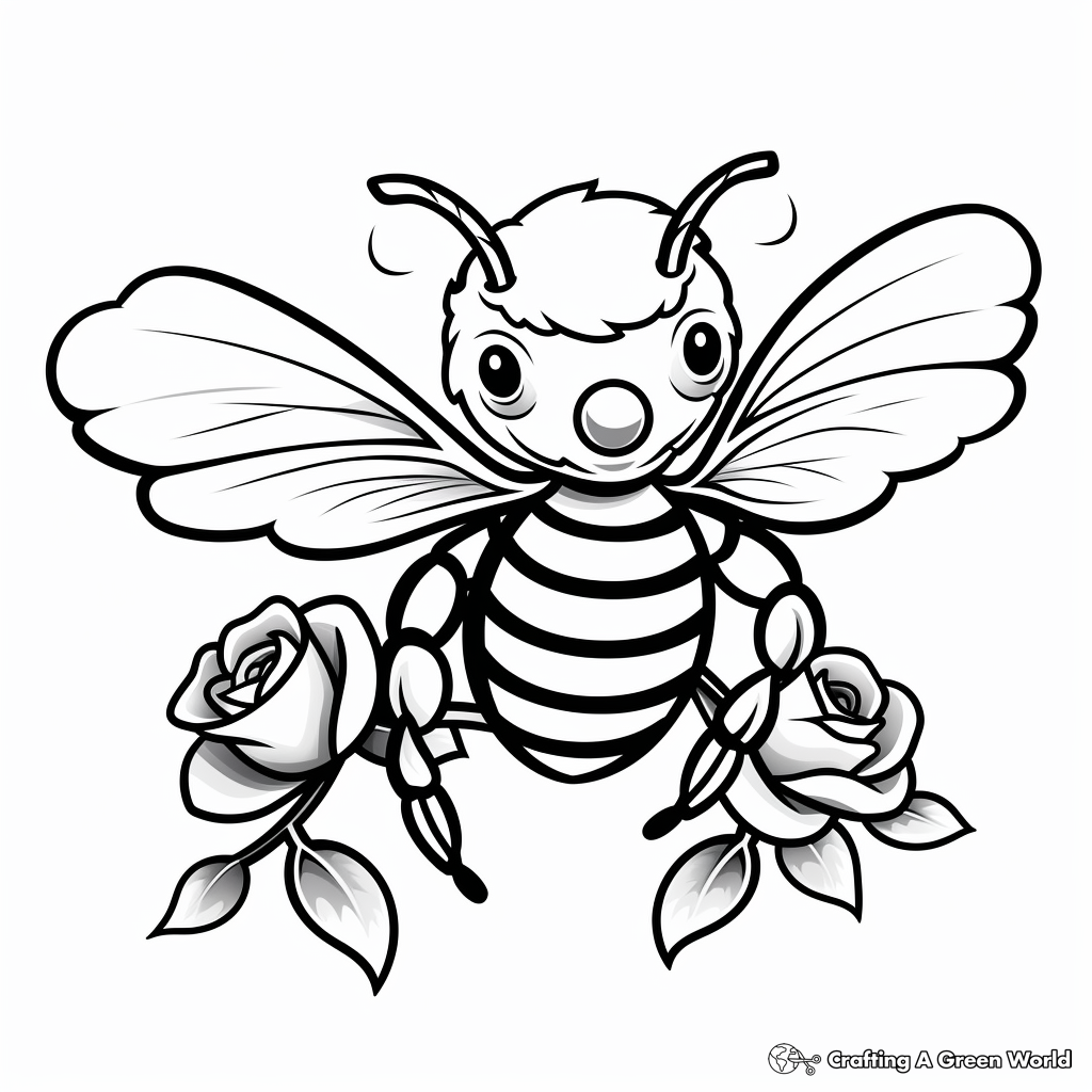 Bee and flower coloring pages