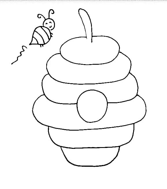 Bee with beehive coloring page