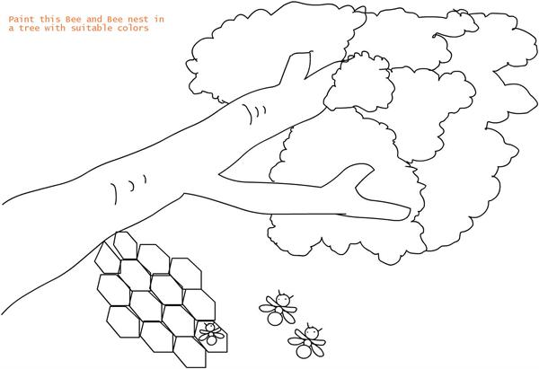 Beehive coloring printable page for kids