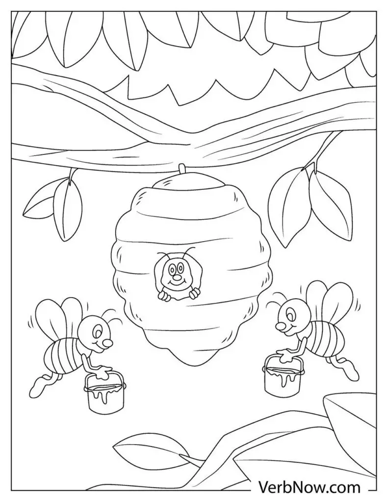 Free bee coloring pages book for download printable pdf