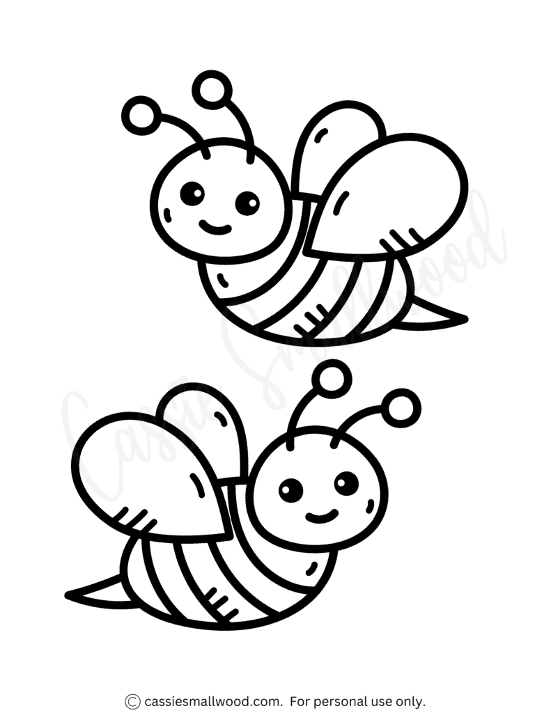 Cute bee coloring pages free printable
