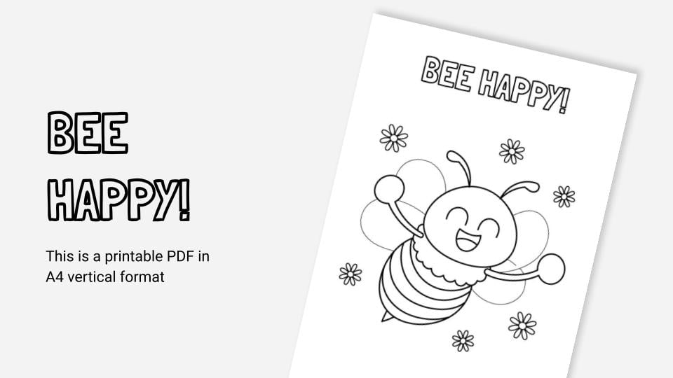 Bee my friend printable coloring worksheet