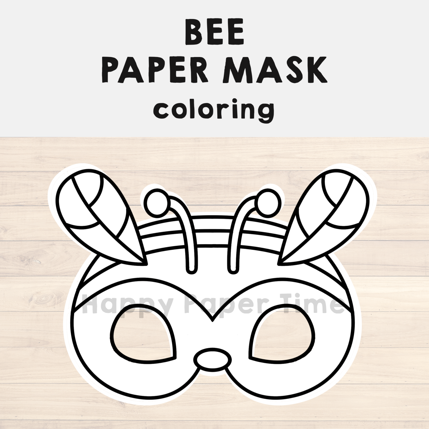 Bee paper mask printable insect coloring craft activity template made by teachers