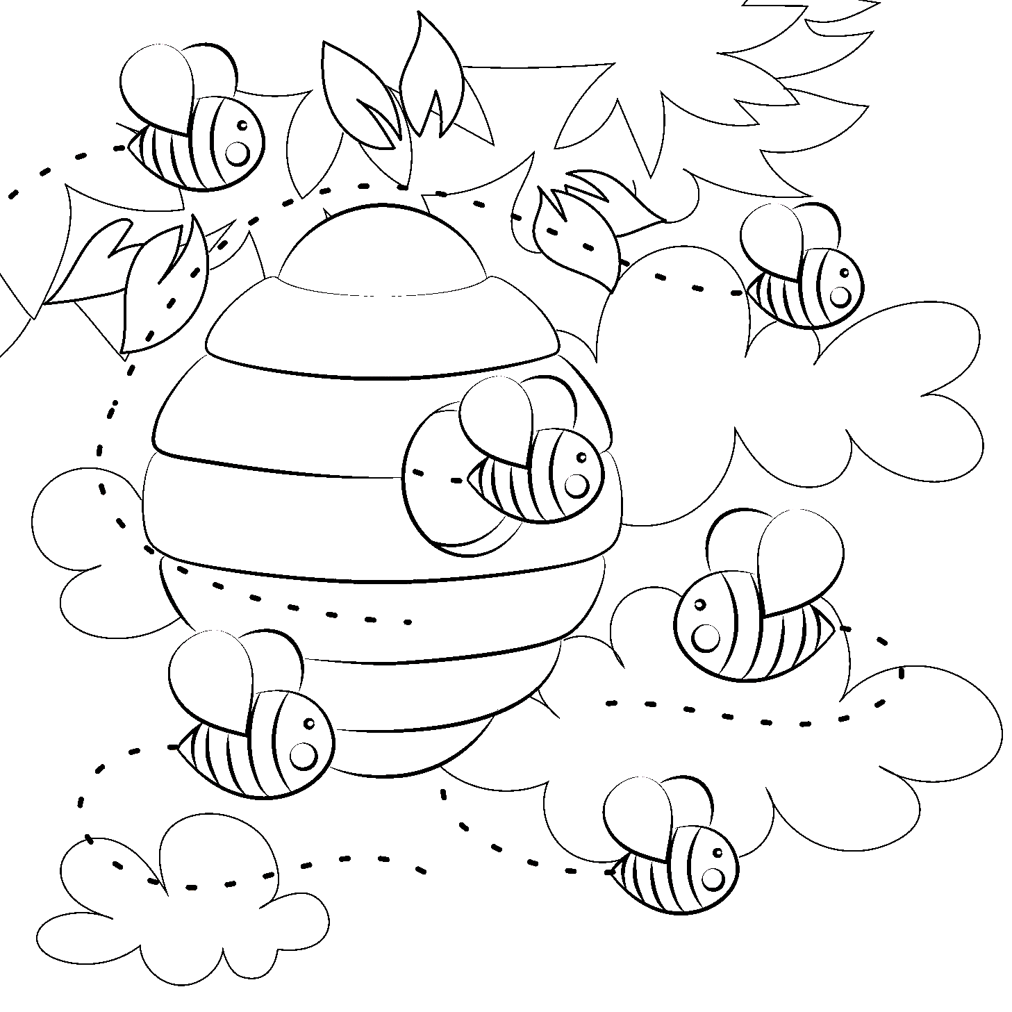 Bee coloring pages printable for free download