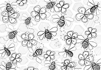 Bee flower coloring sheet downloadprint