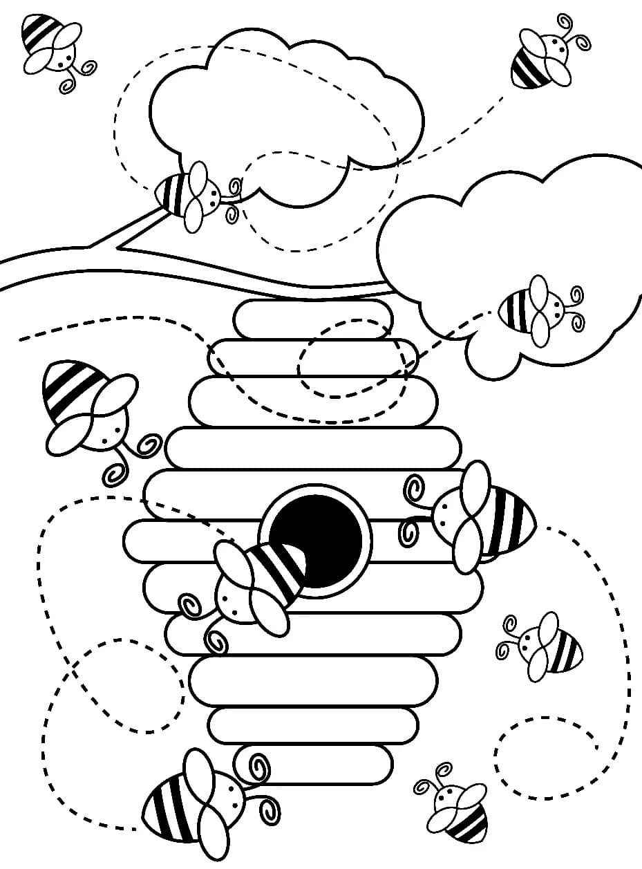 Bees coloring page