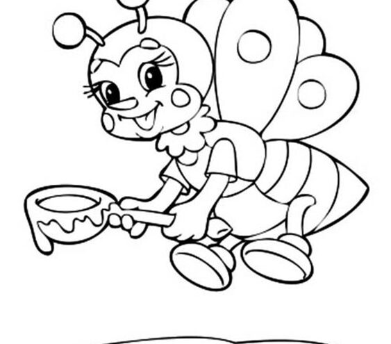 Free easy to print bee coloring pages