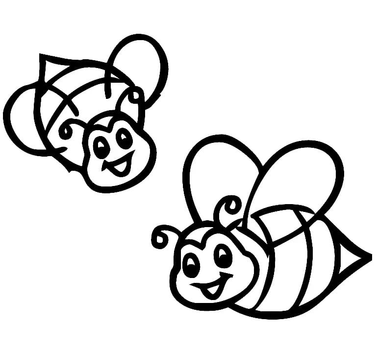 Two bees coloring page