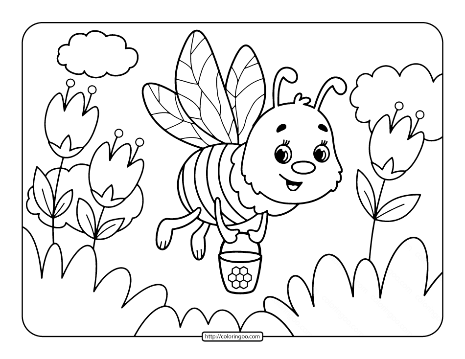 Printable bee coloring pages