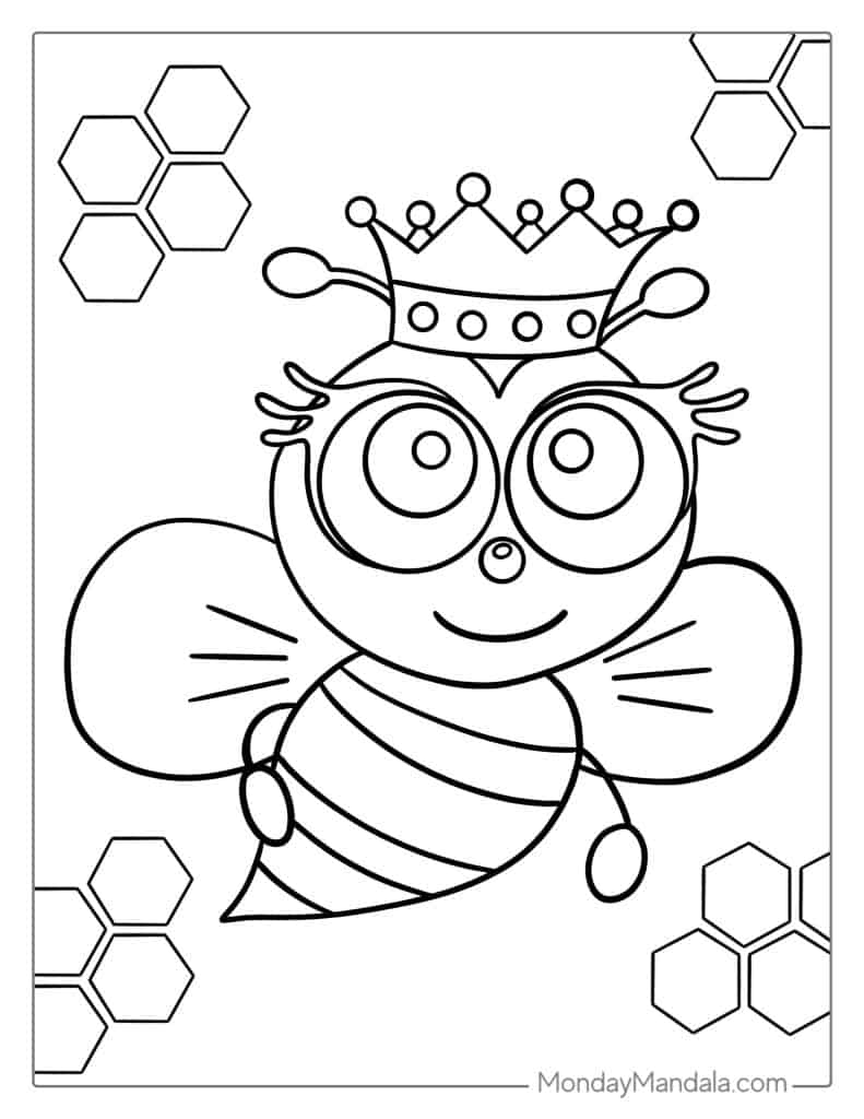 Bee coloring pages free pdf printables