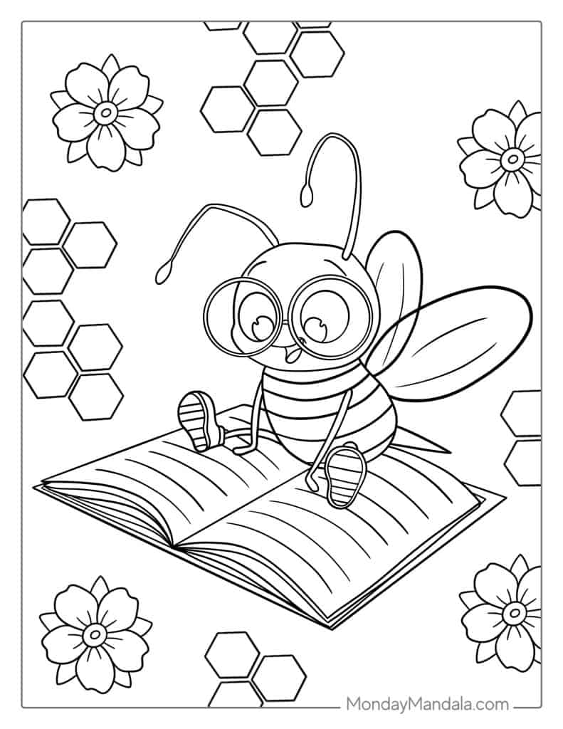 Bee coloring pages free pdf printables