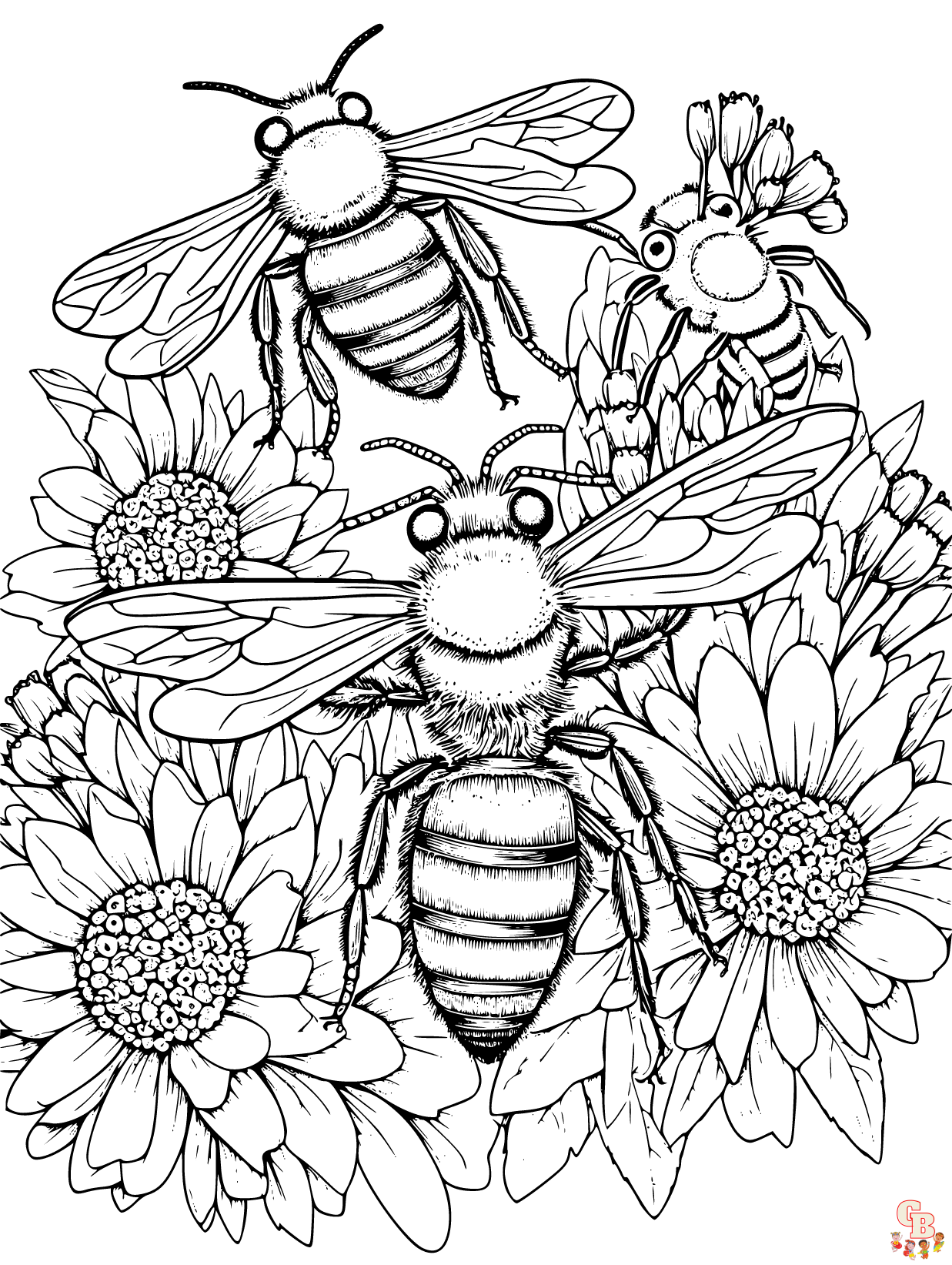 Bee coloring pages