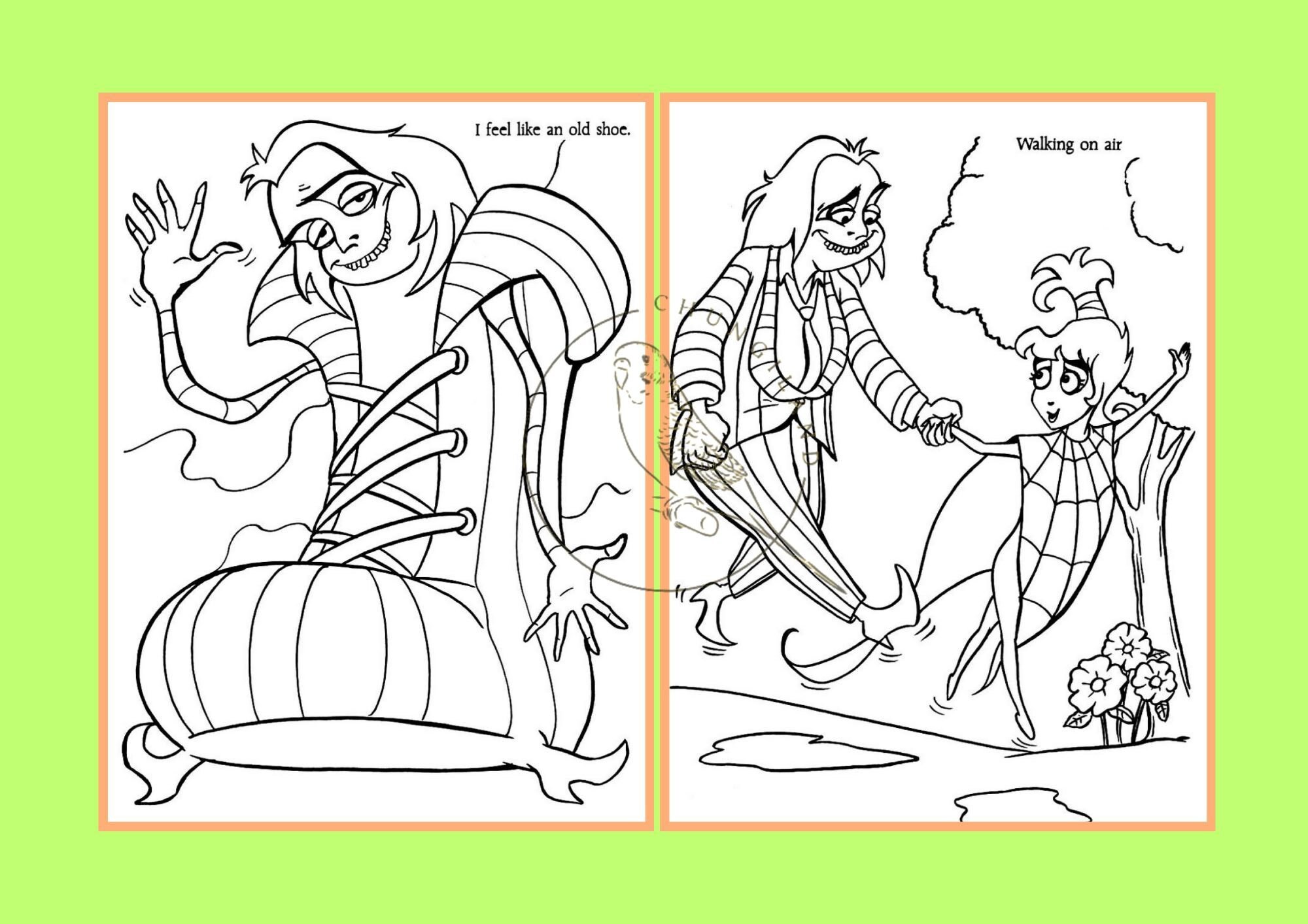 Coloring book beetlejuice printable pdf instant digital download vintage pages to color download now