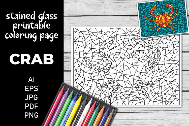 Crab coloring page stained glass coloring book