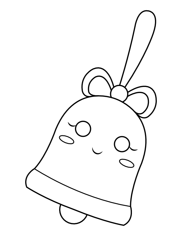 Printable kawaii christmas bell coloring page