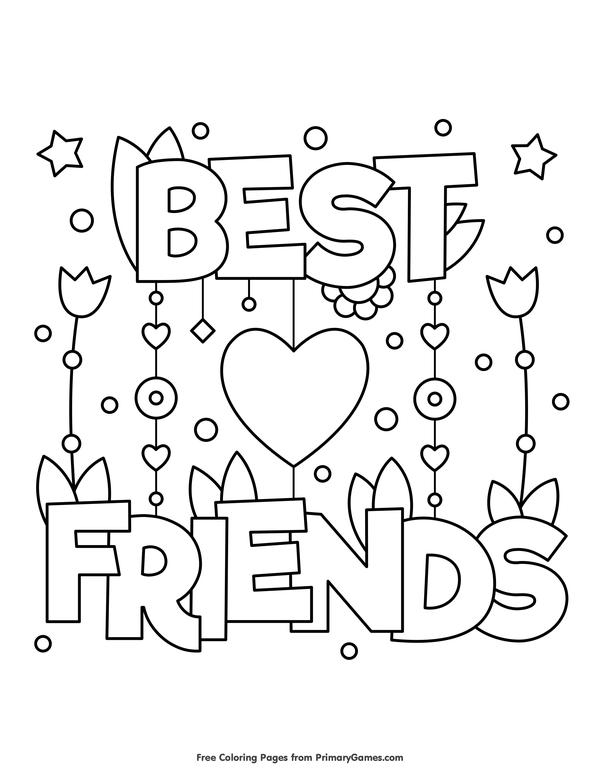 Best friends coloring page â free printable ebook coloring pages inspirational valentines day coloring page valentine coloring pages